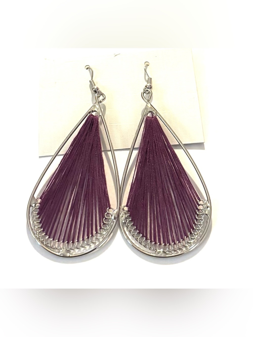 Fashion Jewelry Purple Thread Teardrop Dangle Earrings